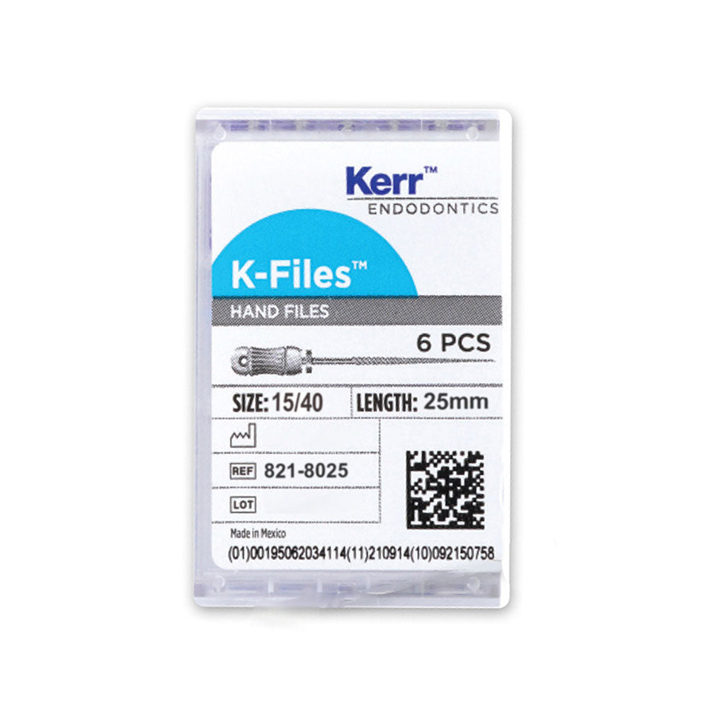 Kerr Endodontics K-Files 25mm #15/40 Assorted 6/Box