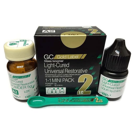 GC Gold Label 2 LC Light-Cured Glass Ionomer Cement, Shade A2, Mini Pack